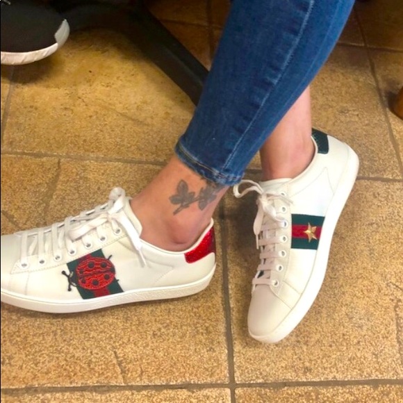 Gucci | Shoes | Gucci Ace Sneakers Pineapple Ladybug White Leather |  Poshmark